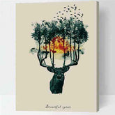 Painting by Numbers for Adults Animals Moose with Trees